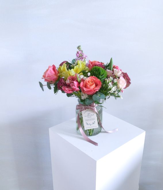 Fresh Flowers Jar Arrangement