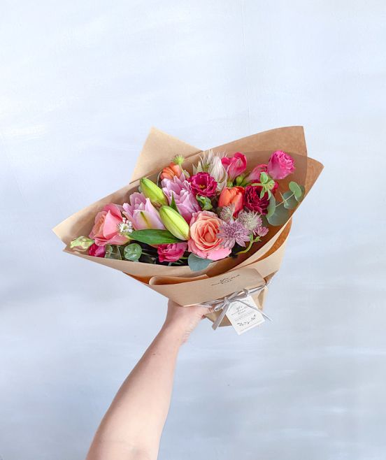 Lilac Scabiosa Pink Rose Ranunculus Bouquet